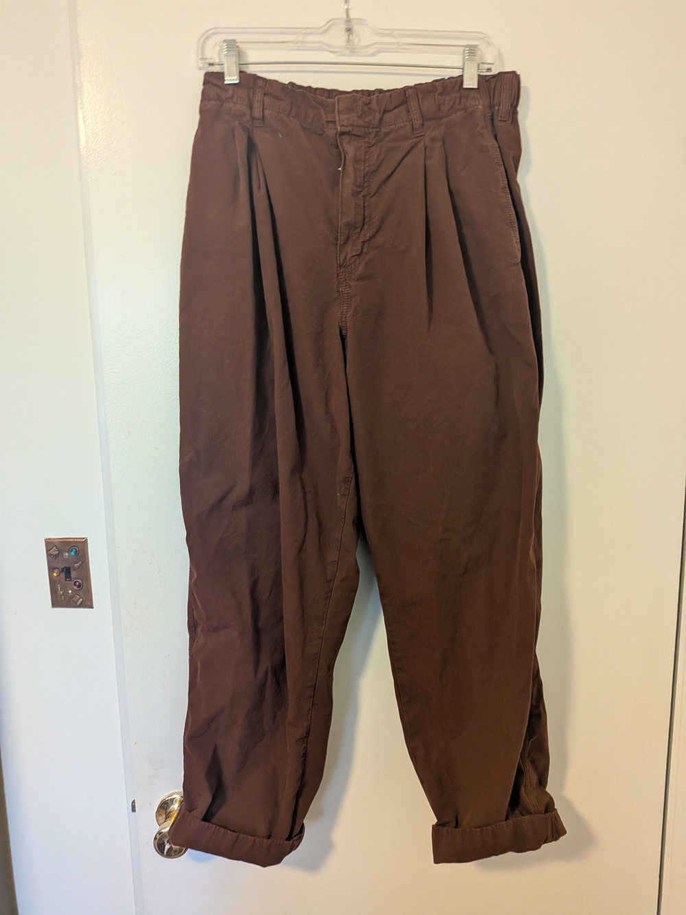 BDG Urban Outfitters Drew Pants Rust Brown Pleated Elastic Waist